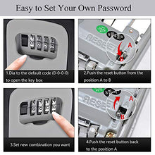 Load image into Gallery viewer, Key Lock Box Wall Mounted, Portable Lock Box for House Key, 5 Key Capacity, Weatherproof Resettable Code House Key Safe Security Lock Box for Indoor, Outdoor, Garage, Garden, Store (1 Pack)
