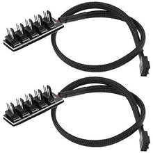 Load image into Gallery viewer, PWM Fan Hub PC 5 Way Splitter Sleeved PWM Fan Splitter Hub Adapter Cable for 12V Desktop Computer Cooler Case Fans 4-Pin &amp; 3-Pin 14 inches (2 Pack) TeamProfitcom
