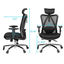 Load image into Gallery viewer, Duramont Ergonomic Adjustable Office Chair with Lumbar Support and Rollerblade Wheels - High Back with Breathable Mesh - Thick Seat Cushion - Adjustable Head &amp; Arm Rests, Seat Height - Reclines
