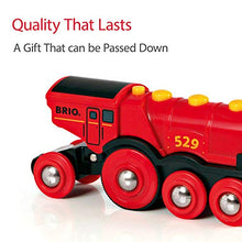 Load image into Gallery viewer, BRIO World 33592 Mighty Red Action Locomotive | Battery Operated Toy Train With Light and Sound Effects for Kids Age 3 and Up
