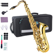 Load image into Gallery viewer, EASTROCK Tenor Saxophone B Flat Gold Laquer Sax Students Beginner With Updated Carrying Case,Reeds,Cleaning Kit,Gloves,Neck Straps,Mouthpieces
