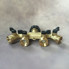 Load image into Gallery viewer, SOMMERLAND Heavy Duty Brass 4 Way Garden Hose Shut Off Connector (Brass Overmold-1PK)
