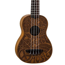 Load image into Gallery viewer, Luna Love Music Peace Mahogany Soprano Ukulele with Gig Bag, Satin Natural

