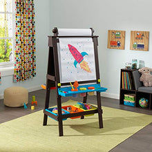 Load image into Gallery viewer, KidKraft Wooden Storage Easel with Dry Erase and Chalkboard Surfaces, Children's Art Furniture - Espresso, Gift for Ages 3+ 25.2 x 23.2 x 47.6
