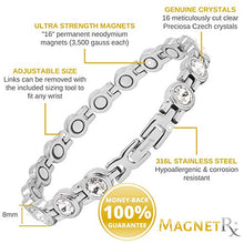 Load image into Gallery viewer, MagnetRX® Women’s Magnetic Therapy Bracelet - Arthritis &amp; Carpal Tunnel Pain Relief Crystal Bracelets for Women - Adjustable Length with Sizing Tool (Silver)
