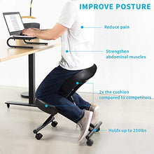 Load image into Gallery viewer, DRAGONN (by VIVO) Ergonomic Kneeling Chair, Adjustable Stool for Home and Office - Improve Your Posture with an Angled Seat - Thick Comfortable Cushions, Black (DN-CH-K01B)
