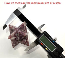 Load image into Gallery viewer, HC Set: 67mm 8 Point Red Purple Green Moss Agate Merkaba Star Natural Sparkling Mineral Polished Chalcedony Crystal Stone Star - India + One Polished Clear Quartz Cabochon
