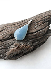 Load image into Gallery viewer, Tiny Celestite sterling Silver Handmade pendant, Teardrop shape
