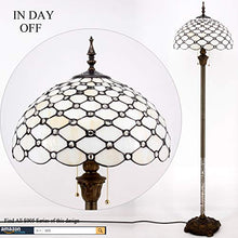 Load image into Gallery viewer, Tiffany Floor Lamp Crystal Pear Bead Stained Glass Lampshade Coffee Table Reading Lamps Antique Style Base Lighting W16 H64 Inch Living Room Bedroom Bookcase Dresser Bedside Desk S005 WERFACTORY
