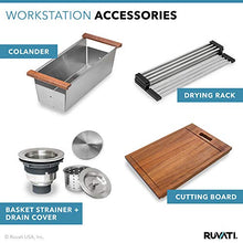 Load image into Gallery viewer, Ruvati 33-inch Workstation 60/40 Double Bowl Undermount 16 Gauge Stainless Steel Ledge Kitchen Sink - RVH8356
