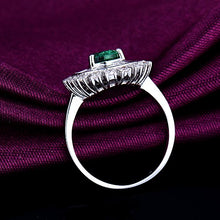 Load image into Gallery viewer, Beyond jewelry Fashion Natural Green Emerald 14Kt White Gold Diamond Engagement Wedding Ring
