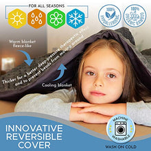 Load image into Gallery viewer, Snuggle Pro Premium Weighted Blanket Kids Set, 7lbs (41"x60", Gray), Breathable, Washable, Hypoallergenic &amp; Heavy | Reversible Cooling Bamboo &amp; Minky Dot Sensory Duvet Cover + Extra Gift
