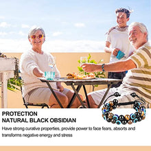 Load image into Gallery viewer, Triple Protection Crystal Bracelet，Energy Crystal Bracelet Tigers Eye Black Obsidian and Hematite Beads Bracelet for Men Women, Crystal Jewelry Stone Bracelets Bring Luck and Prosperity and Happiness
