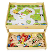 Load image into Gallery viewer, Little Tikes Real Wooden Train Table Set for Kids, Deluxe Over 80Piece Hand Painted Wooden Set with Tracks, Trains &amp; Accessories
