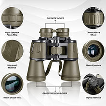 Load image into Gallery viewer, 20x50 Military Binoculars for Adults with Smartphone Adapter - Compact Waterproof Tactical Binoculars for Bird Watching Hunting Hiking Concert Travel Theater with BAK4 Prism FMC Lens, Mud
