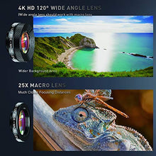 Load image into Gallery viewer, Apexel Phone Lens Kits-22x Telephoto Lens/205°Fisheye Lens/120°Wide Angle Lens&amp;20x Macro Lens/Tripod and Remote Shutter Works with iPhone 11 Plus X XS XR Samsung Huawei
