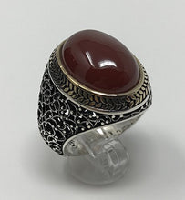 Load image into Gallery viewer, KAR 925K Stamped Sterling Silver Agate (Aqeeq) Men's Ring I1T (9)
