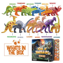 Load image into Gallery viewer, Pack of 12 Toy Dinosaurs Figures With Interactive Dinosaur Sound Book - Realistic Looking Dino Toys for Boys and Girls 3 Years Old &amp; Up

