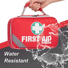 Load image into Gallery viewer, 2-in-1 First Aid Kit (215 Piece) + Bonus 43 Piece Mini First Aid Kit -Includes Eyewash, Ice(Cold) Pack, Moleskin Pad and Emergency Blanket for Travel, Home, Office, Car, Workplace

