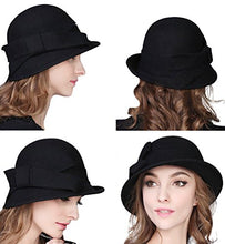 Load image into Gallery viewer, Bellady Women's Elegant Flower Wool Cloche Bucket Bowler Hat,Style2_gray,One Size
