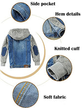 Load image into Gallery viewer, Mallimoda Kids Boys Girls Hooded Denim Jacket Zipper Coat Outerwear (9-10 Years, Style 7 Denim)
