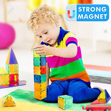 Load image into Gallery viewer, Magnetic Tiles, 60 PCS Magnetic Blocks Building Blocks for Kids, Magnet Toys for Boys Girls Toddlers Children 3 4 5 6 7 8 Year Old Educational Learning Toys Building Tiles with Car
