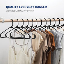 Load image into Gallery viewer, Black Standard Plastic Hangers (50 Pack) Durable Tubular Shirt Hanger Ideal for Laundry &amp; Everyday Use, Slim &amp; Space Saving, Heavy Duty Clothes Hanger for Coats, Pants, Dress, Etc. Hangs up to 5.5 lbs
