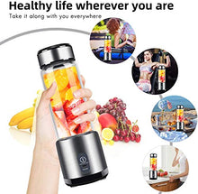 Load image into Gallery viewer, Portable Blender, Stainless Steel and Glass Body, Electric Juicer Cup Personal Size with USB Rechargeable, Mini Juice Mixer for Shakes Smoothies Home Outdoor
