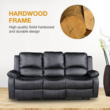 Load image into Gallery viewer, Mecor 3 Piece Sofa Set Bonded Leather Motion Sofa Reclining Sofa Chair Living Room Furniture with 3-Seat Sofa, Loveseat and Recliner Chair,Black
