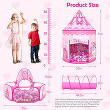 Load image into Gallery viewer, GeerWest 3PC Princess Tent for Girls with Kids Ball Pit, Kids Play Tents and Crawl Tunnel for Toddlers, Pink Pop Up Playhouse Toys for Baby Indoor&amp; Outdoor Tent Games, Birthday Kid’s Gifts
