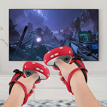 Load image into Gallery viewer, Touch Controller Grip Leather Cover for Oculus Quest 2, EWalos Double Protection Anti-Throw Silicone Handle Cover with PU Leather Knuckle Strap, DSLR Hand Strap Style Design(Red, 1 Pair)
