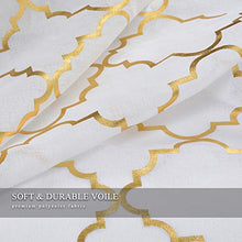 Load image into Gallery viewer, Kotile White and Gold Sheer Curtains for Bedroom - Gold Moroccan Tile Curtain Rod Pocket White Window Curtains 63 Inch Length 2 Panels for Girls Room, W52 x L63 Inches, 1 Pair, Gold White
