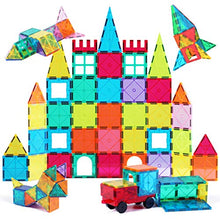 Load image into Gallery viewer, Jasonwell 65 PCS Magnetic Tiles Building Blocks Set for Boys Girls Preschool Educational Construction Kit Magnet Stacking Toys for Kids Toddlers Children 3 4 5 6 7 8 Year Old
