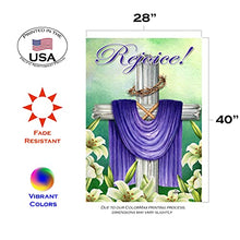 Load image into Gallery viewer, Toland Home Garden 1012304 Rejoice Cross 28 x 40 Inch Decorative, (28" x 40"), Double Sided House Flag
