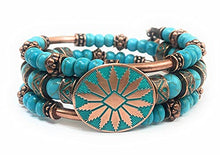 Load image into Gallery viewer, Blue Howlite Turquoise &amp; Copper Southwestern Tribal Jewelry for Men Women Bracelet
