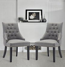 Load image into Gallery viewer, LSSBOUGHT Set of 2 Fabric Dining Chairs Leisure Padded Chairs with Black Solid Wooden Legs,Nailed Trim,Gray
