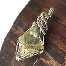 Load image into Gallery viewer, Natural Raw Peridot Gemstone Healing Crystal Pendant White Gold Plated 24 Inch Black Leather Cord- Necklace For Men Jewelry, August Birthstone
