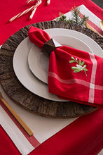 Load image into Gallery viewer, DII Embroidered Corner Christmas &amp; Holiday Tabletop Collection, Napkin Set, Mistletoe 6 Piece
