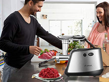 Load image into Gallery viewer, Electric Meat Grinder, Aobosi 3-IN-1 Meat Mincer &amp; Sausage Stuffer,【1200W Max】Sausage &amp; Kubbe Kits Included, 3 Grinding Plates,Dual Safety Switch, Stainless Steel Housing
