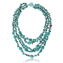Load image into Gallery viewer, Gem Stone King 20 Inch Stunning 3 Strands Green Simulated Turquoise Necklace with Toggle Clasp
