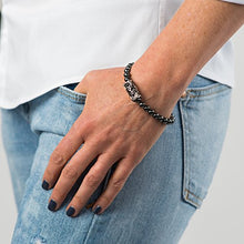 Load image into Gallery viewer, vexed soul Hematite Bead Bracelet with 316L Stainless Steel Fleur De Lyes Cross Barrel
