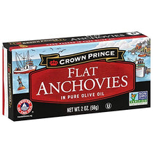 Load image into Gallery viewer, Crown Prince Flat Anchovies in Olive Oil, 2-Ounce Cans (Pack of 12)
