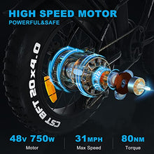 Load image into Gallery viewer, GESHENG 750W Folding Electric Bike Adults【Upgraded LG Battery】 48V 15AH Fat Tire Ebike 31MPH, 20" x4.0"Step-Thru Electric Bicycle S5 for Men &amp; Women All Terrain Riding, Front Carrier As Gift
