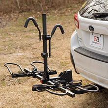 Load image into Gallery viewer, KAC Overdrive Sports K2 2” Hitch Mounted Rack 2-Bike Platform Style Carrier for Standard, Fat Tire, and Electric Bicycles – 60 lbs/Bike Heavy Weight Capacity – Smart Tilting – RV Use Prohibited
