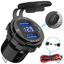 Load image into Gallery viewer, Cigarette Lighter Socket Panel, Qidoe PD3.0 &amp; QC3.0 48W USB C Car Charger and DC 250W Lighter Socket Waterproof Rocker Toggle Switch 12V/24V USB Outlet Panel for Car, RV, Marine, Boat, Camper, Truck
