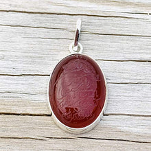 Load image into Gallery viewer, Yemeni Red Aqeeq Stone Pendant For Ladies | Aqeeq Pendant | Aqeeq Necklace | Aqeeq Shia | Akik Stone | Abyssinian Stone | Sterling Silver 92.5 | Engraved Aqeeq |Wa In Yakadul Lazina Verse Yemeni Agate
