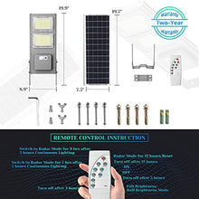 Load image into Gallery viewer, LOVUS 100W Commercial Solar Street Light Dusk to Dawn with Radar Sensor and Remote Control, Two Mount Ways Wall/Pole, IP65 Waterproof Solar Lights for Garden,Parking Lot
