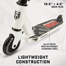 Load image into Gallery viewer, Mongoose Rise 100 Youth and Adult Freestyle Kick Scooter, High Impact 110mm Wheels, Bike-Style Grips, Lightweight Alloy Deck, White/Red
