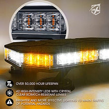 Load image into Gallery viewer, Xprite LED Rooftop Strobe Beacon Lights, Magnetic Base Emergency Traffic Hazard Warning Caution Lightbar w/ 38 Flashing Modes &amp; Controller, for Construction Vehicles Snowplow Mail Trucks - White Amber

