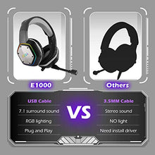 Load image into Gallery viewer, EKSA E1000 USB Gaming Headset for PC - Computer Headphones with Microphone/Mic Noise Cancelling, 7.1 Surround Sound Wired Headset&amp;RGB Light - Gaming Headphones for PS4/PS5 Console Laptop

